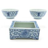 China Porcelain Planter and 2 Bowls