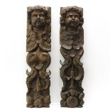 Pair of Carved Oak Caryatids Depicting Angels