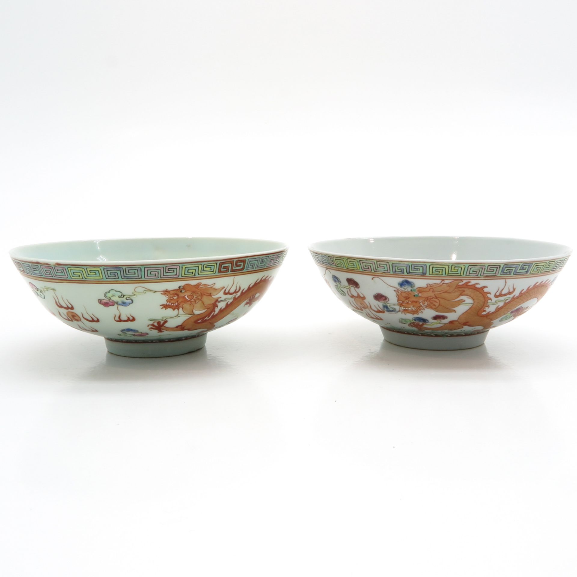 Lot of 2 China Porcelain Polychrome Decor Bowls - Bild 2 aus 6