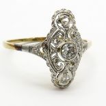 Laides 14KG Diamond Art Deco Ring