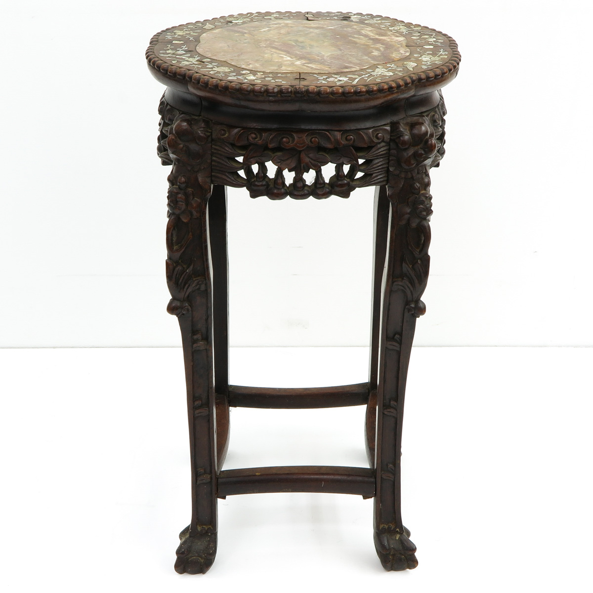 Chinese Side Table with Marble Top - Image 2 of 5