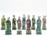 Lot of 9 Sculptures Depicting 8 Immortals and Shoulao