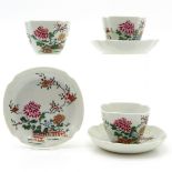 Lot of 3 18th Century China Porcelain Cups and Saucers
