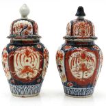 Lot of 2 Imari Decor Lidded Pots