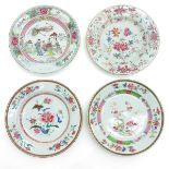 Lot of 4 China Porcelain Famille Rose Decor Plates