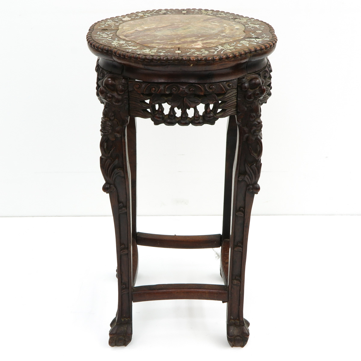 Chinese Side Table with Marble Top - Image 3 of 5