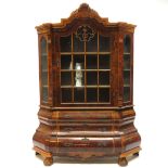 Walnut Veneer Double Serpentine Vitrine