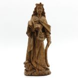 16th Century Carved Sculpture Depicting Saint Catherine
