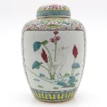China Porcelain Famille Rose Decor Lidded Jar