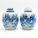 Lot of 2 China Porcelain Lidded Pots