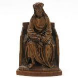 15th Century Carved Oak Sculpture of Christ on Stool