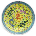 China Porcelain Famille Jaune Decor Plate