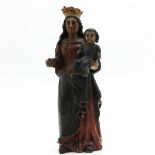 Carved Polychrome Decor of Madonna & Child