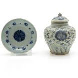 China Porcelain Lidded Pot and Plate