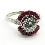 18KWG Ladies Diamond and Ruby Ring