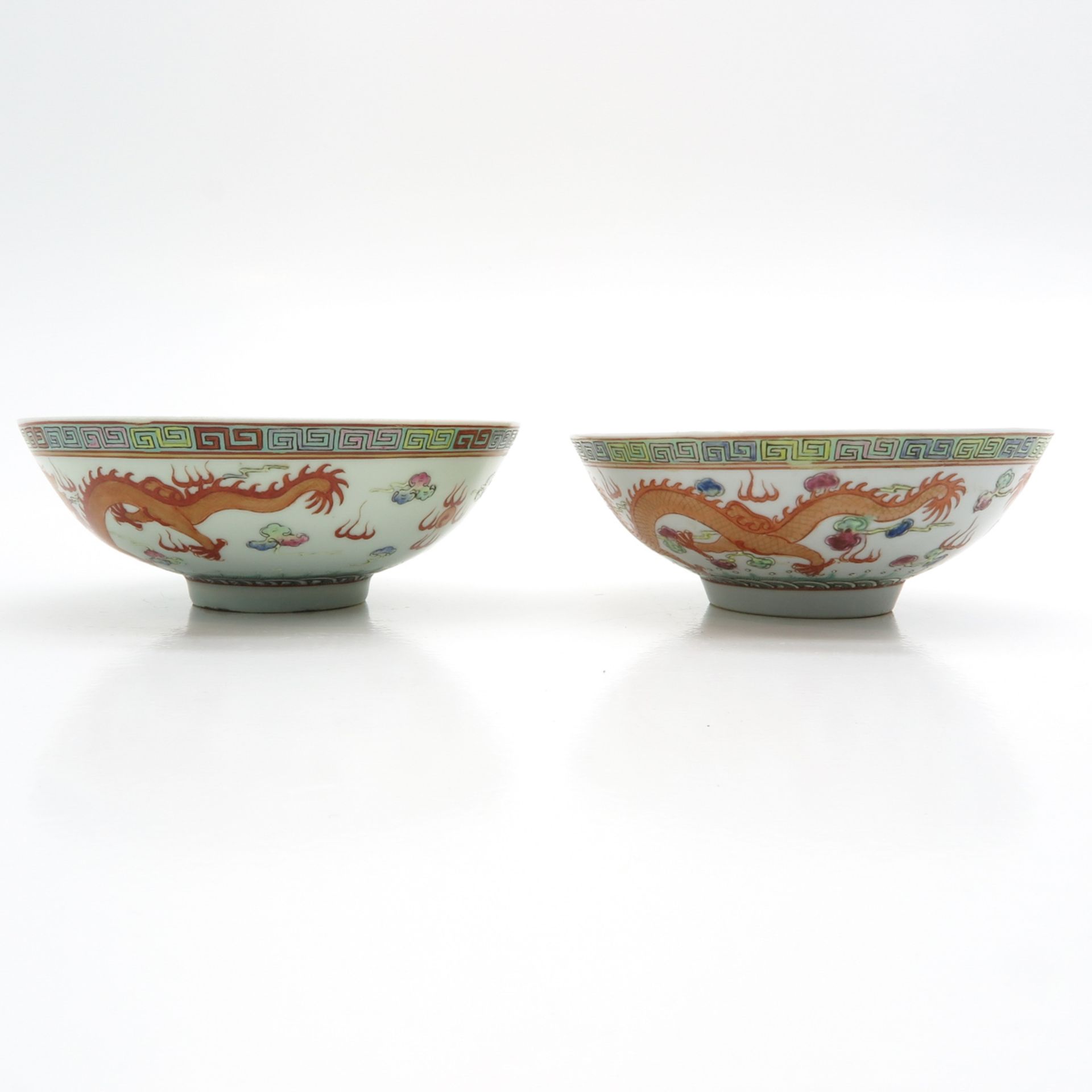 Lot of 2 China Porcelain Polychrome Decor Bowls - Bild 3 aus 6