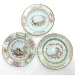 Lot of 3 18th Century Chine de Commande Decor Plates