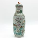 China Porcelain Polychrome Decor Lidded Vase