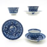 3 China Porcelain Cups and Saucer Marked Kangxi