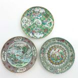 Lot of 3 China Porcelain Famille Verte Decor Plates