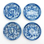 Lot of 4 China Porcelain Plates Marked Kangxi