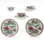 China Porcelain Famille Rose Decor Cups and Saucers