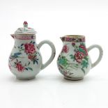 Lot of 2 China Porcelain Famille Rose Decor Pitchers