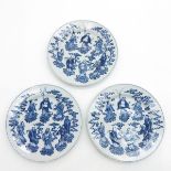 Lot of 3 China Porcelain Plates Depicting 8 Immortals
