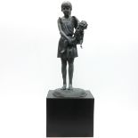 Bronze Sculpture by American Artist of Sister & Brother