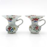 Lot of 2 18th Century Famille Rose Decor Spitoons