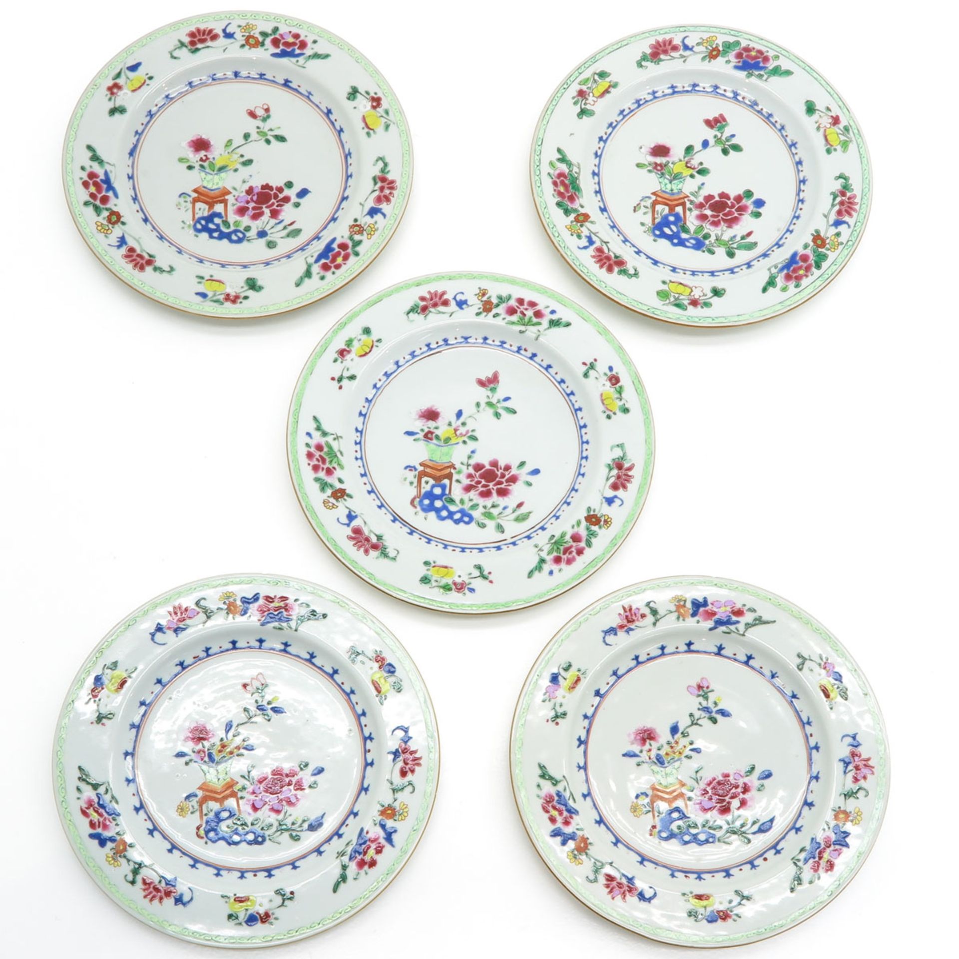 Lot of 5 China Porcelain Polychrome Decor Plates