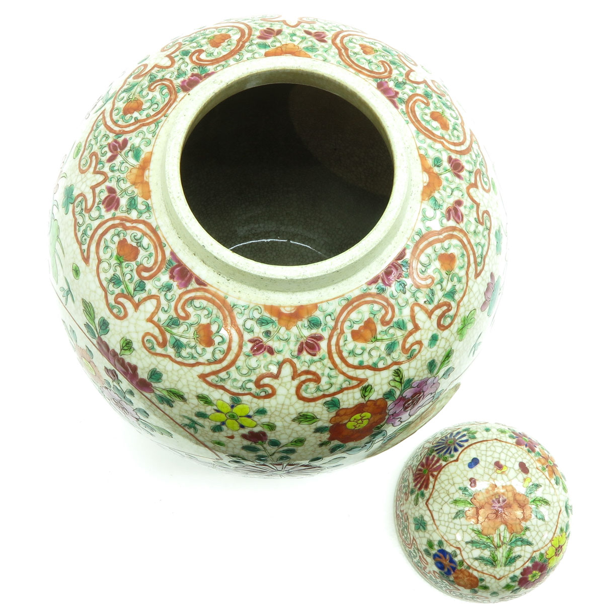 China Porcelain Crackleware Decor Lidded Pot - Bild 5 aus 6