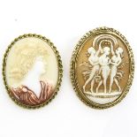 Lot of 2 Cameo Brooches