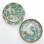 Lot of 2 China Porcelain Famille Verte Decor Plates