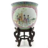 China Porcelain Famille Rose Decor Fish Bowl