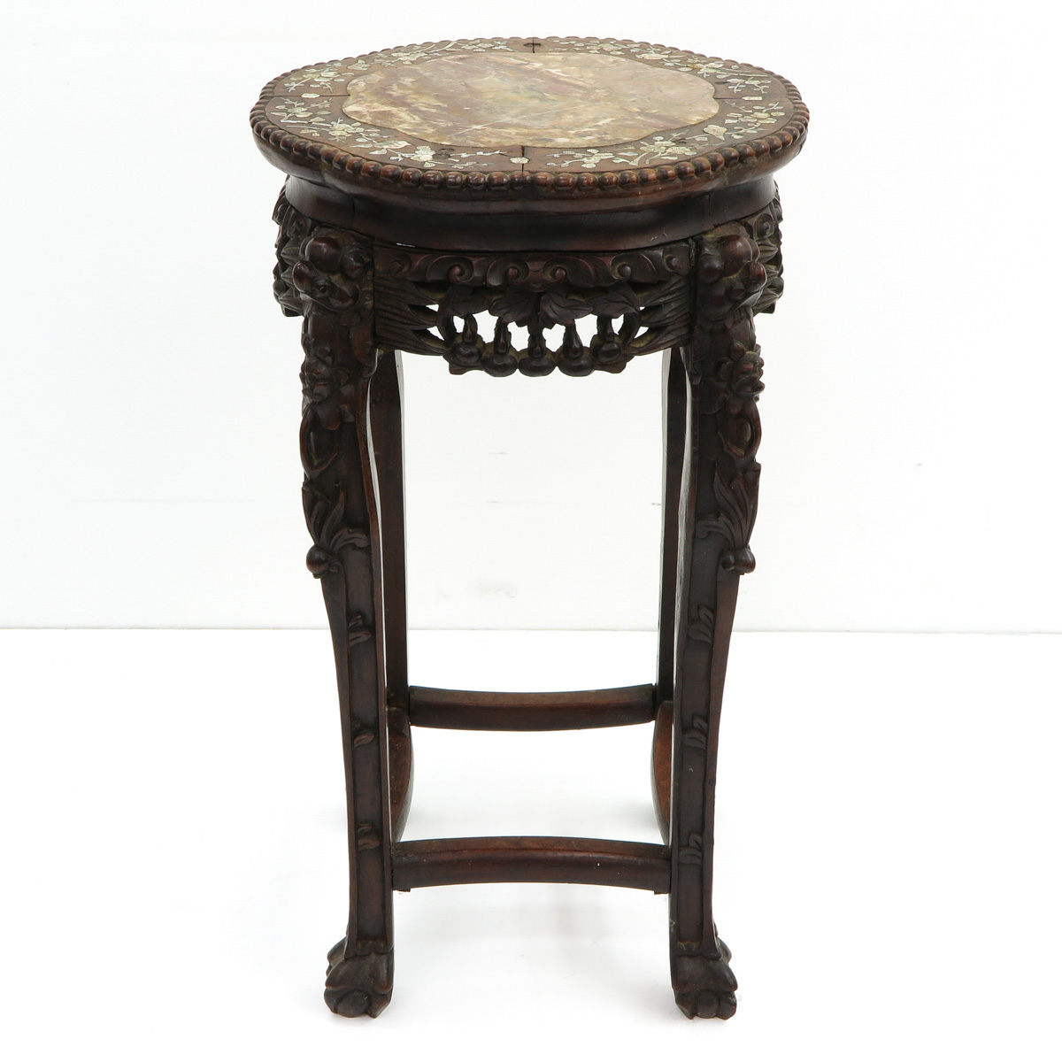 Chinese Side Table with Marble Top - Image 4 of 5