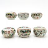 Lot of 6 China Porcelain Polychrome Decor Boxes