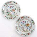 Lot of 2 China Porcelain Famille Rose Decor Plates