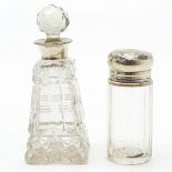 Lot of 2 Crystal Bottles with Silver Mountings