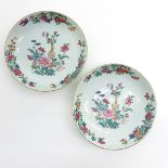 Lot of 2 China Porcelain Polychrome Decor Plates