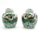 Lot of 2 Famille Verte Decor Ginger Jars