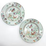 Lot of 2 18th Century Polychrome Decor Plates