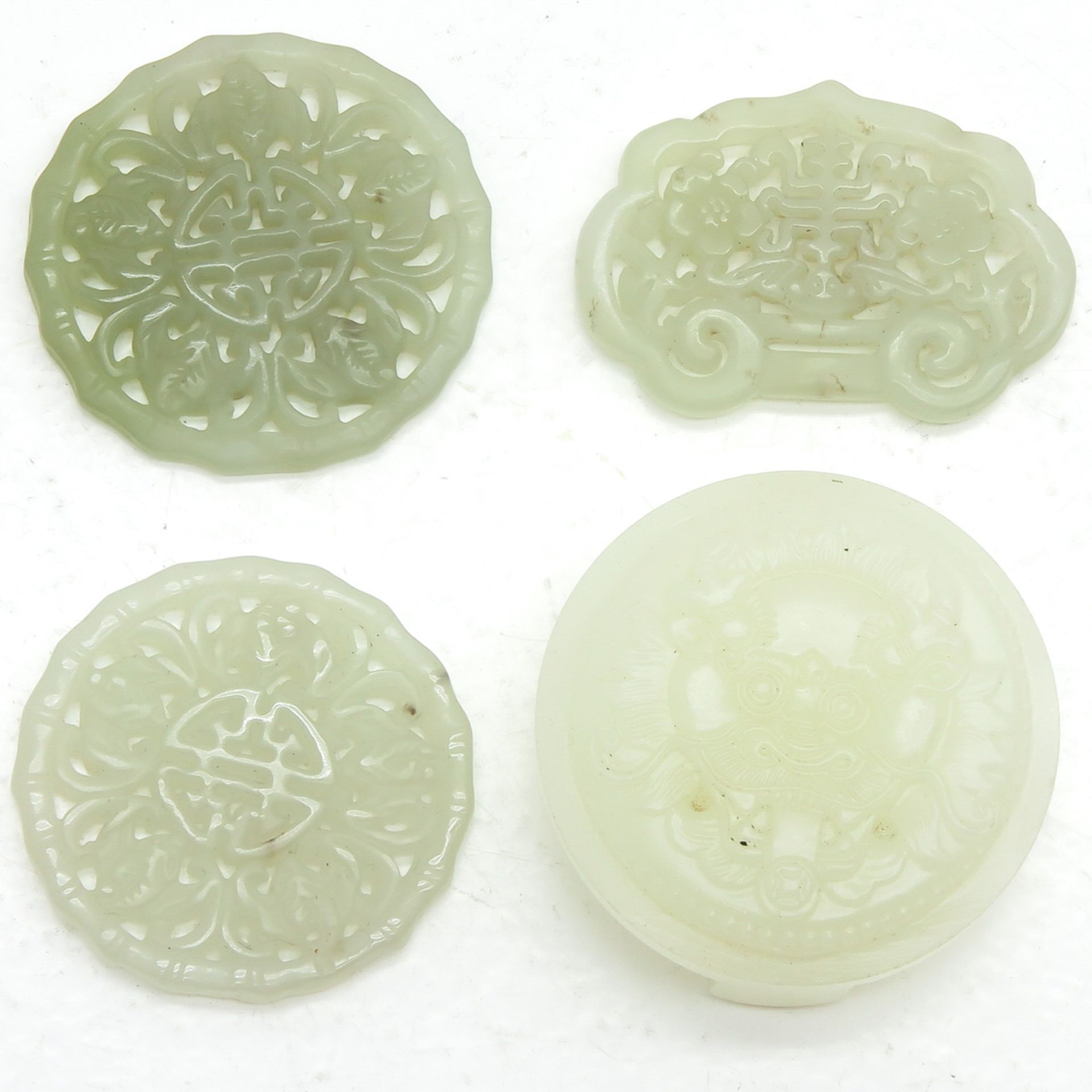 Lot of 4 Carved Jade Plaques