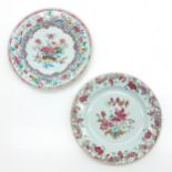 Lot of 2 China Porcelain Famille Rose Decor Plates