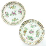 Lot of 2 China Porcelain Cantonese Plates