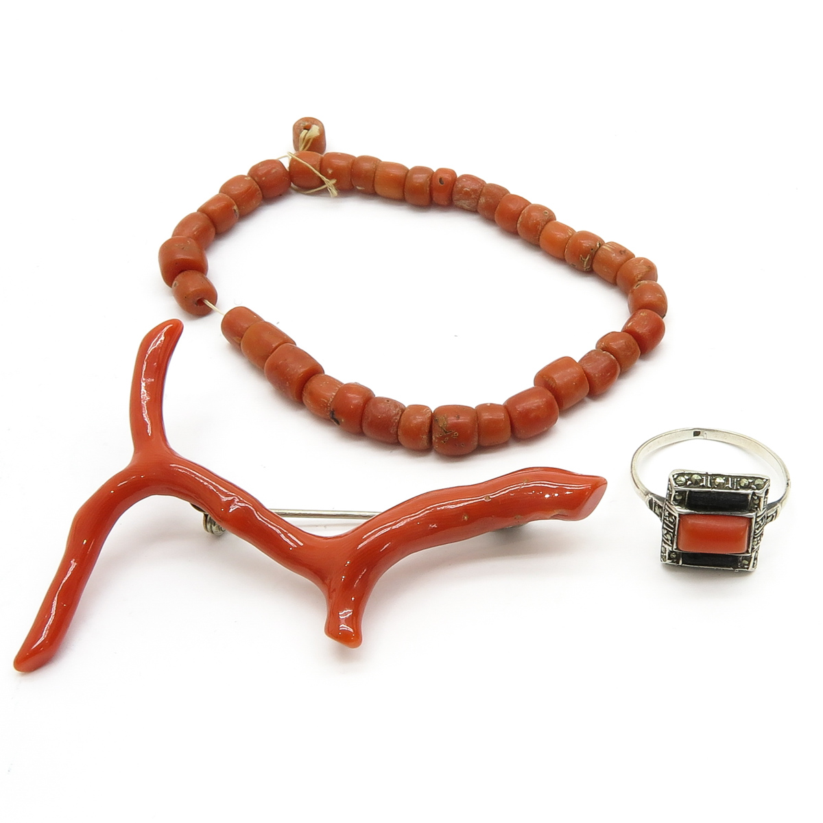 Diverse Lot of Red Coral Jewelry