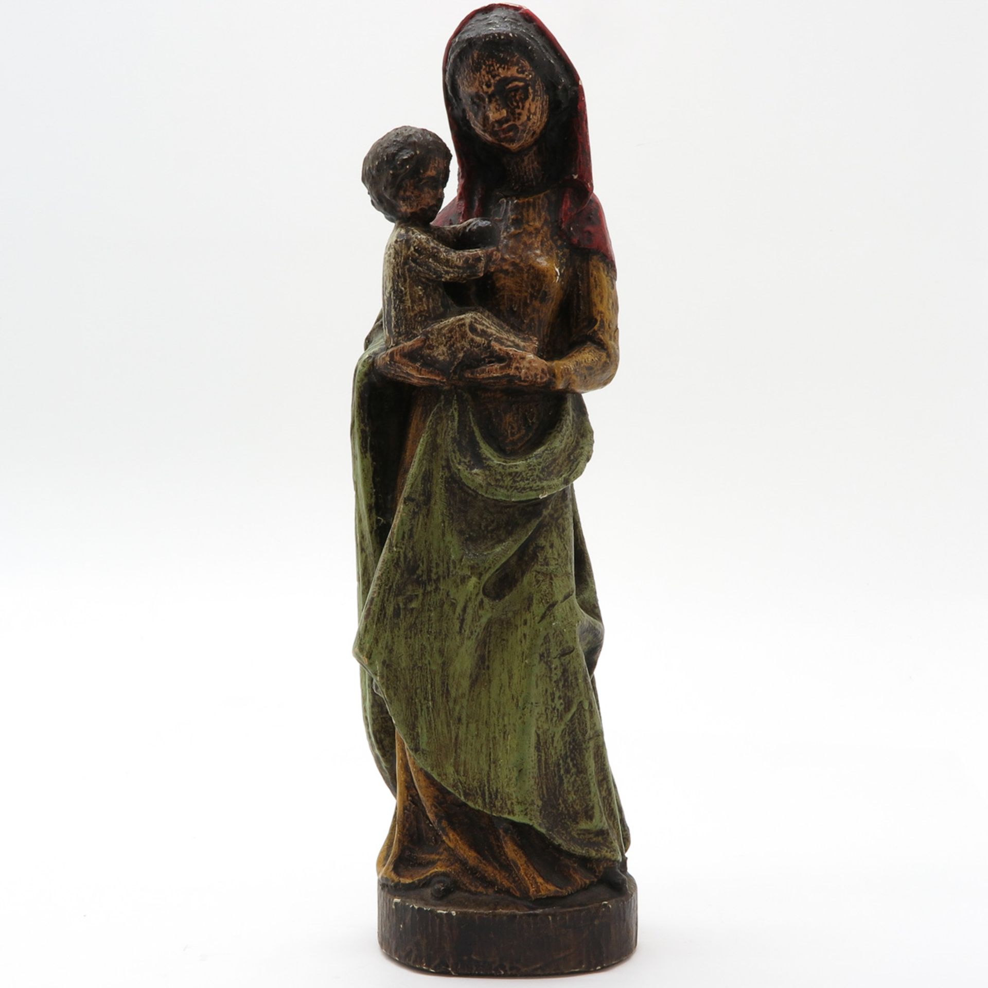 Carved Wood Sculpture of Maria with Child