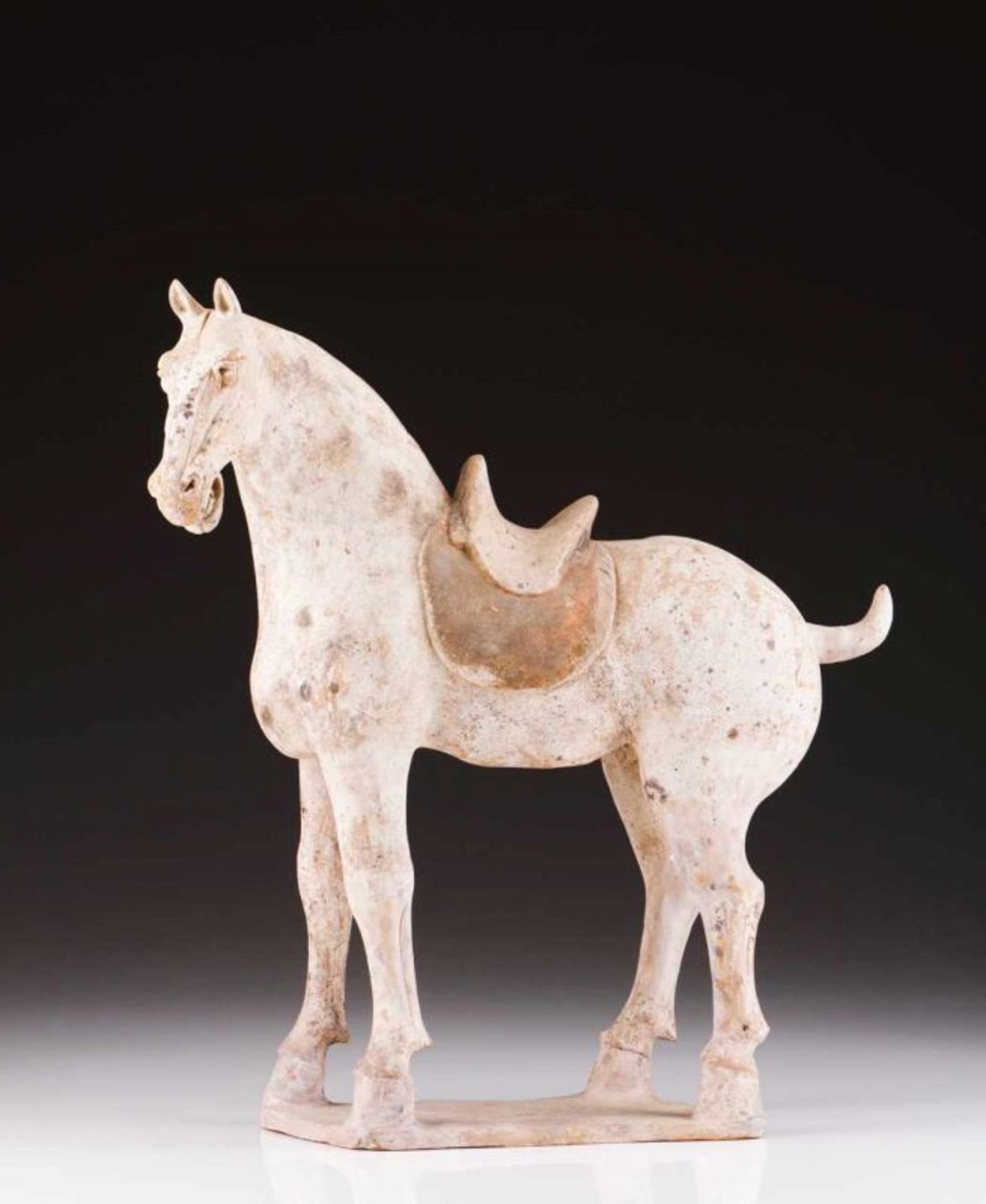 Horse Terracotta sculpture with traces of polychromy Possibly Tang Dynasty China, 7th to 10th