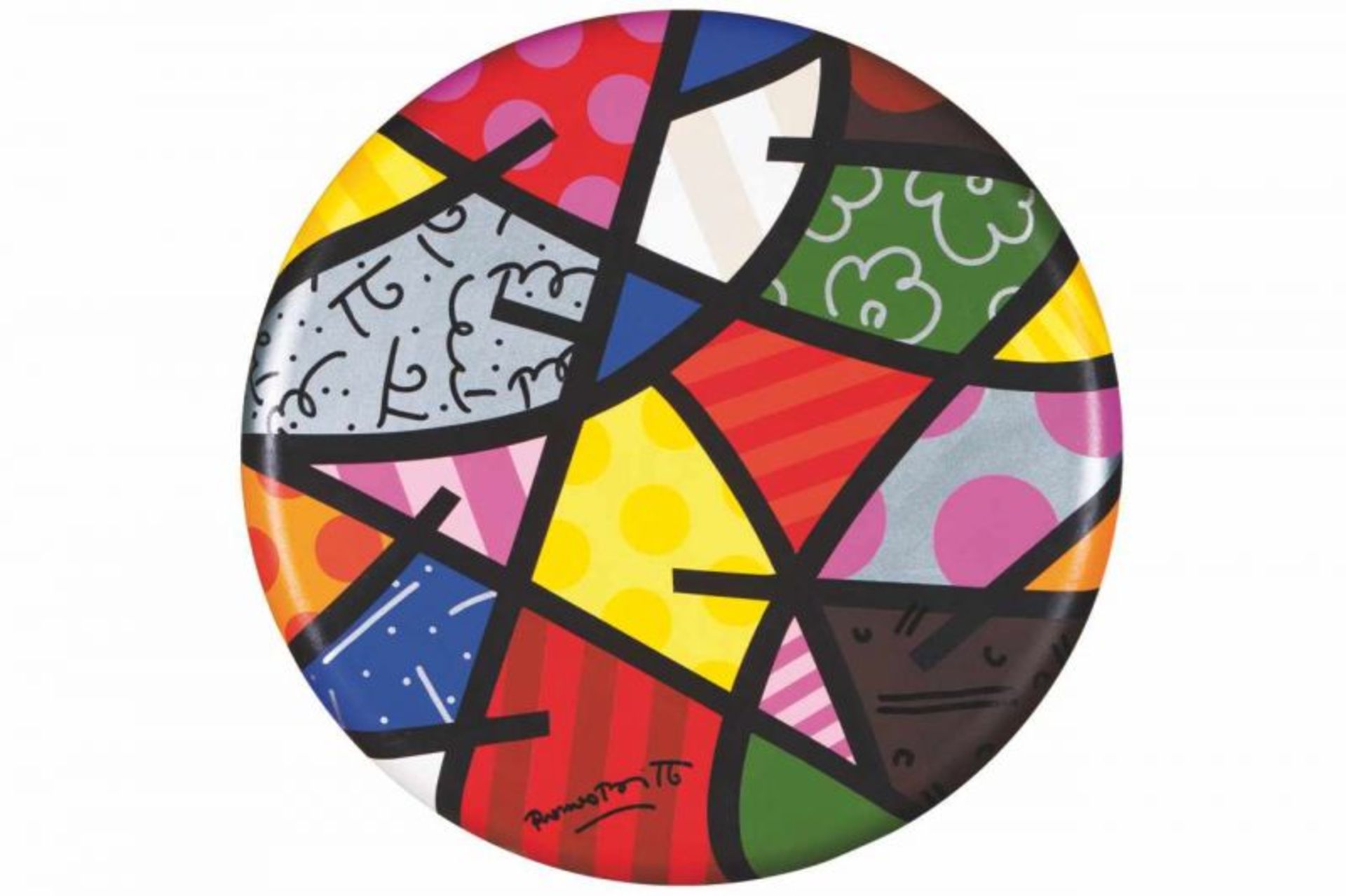 Romero Britto (b. 1963) "24' Round" Acrylic and collage on canvas Signed and dated São Paulo 2002