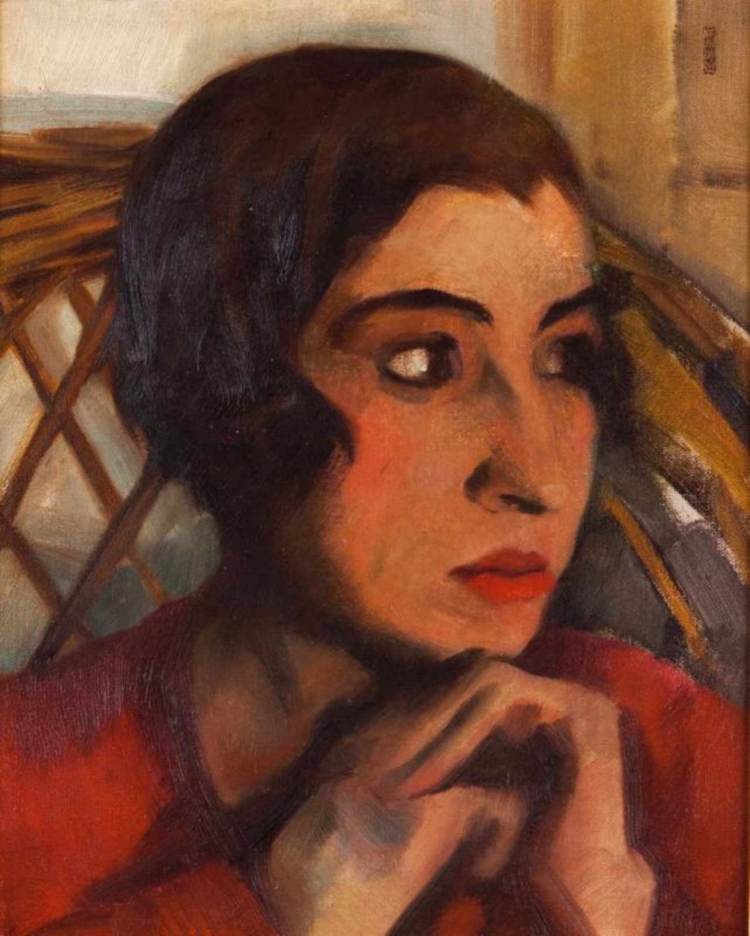 António Soares Lady's portrait Oil on canvas Signed 40,5x33 cm